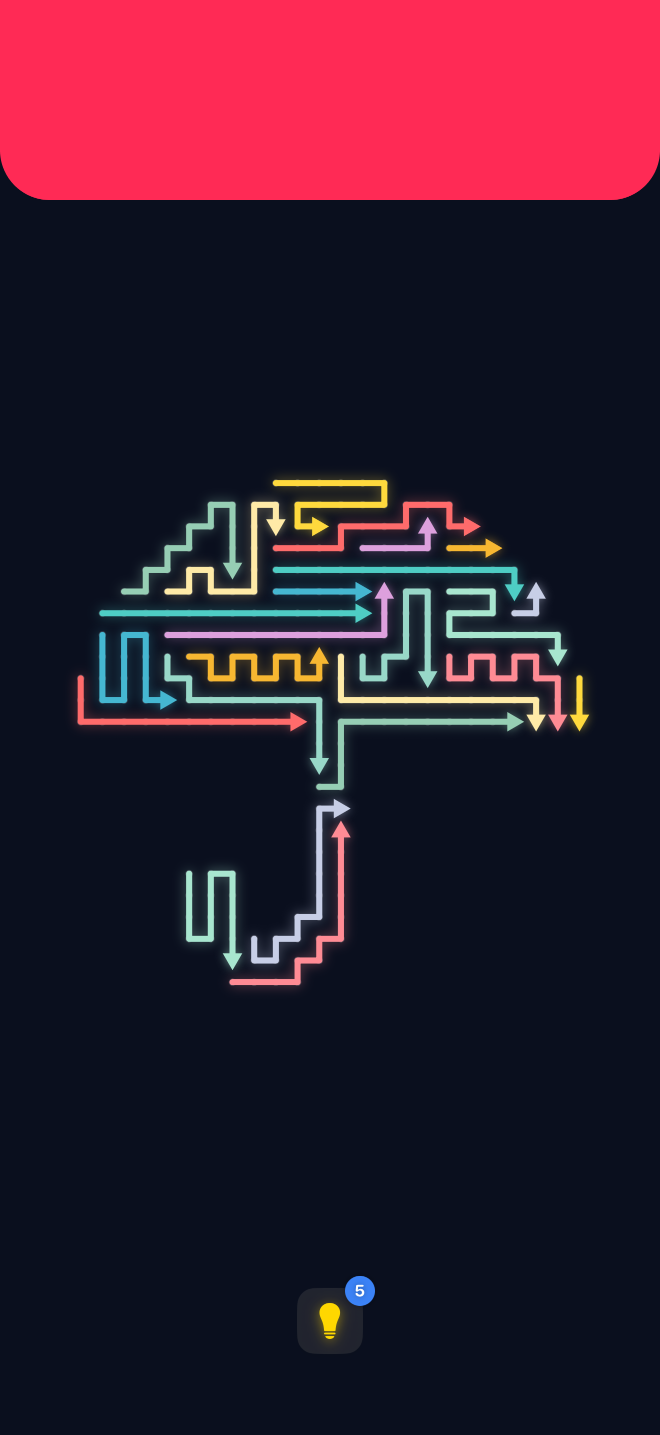 Arro Escape relaxing puzzle level with an umbrella-shaped arrow formation creating an elegant visual maze